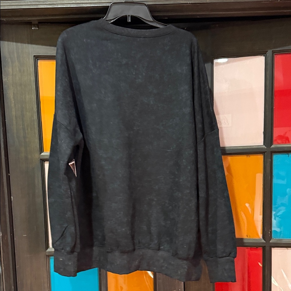 Black Football Print Women's Sweatshirt - Picture 5 of 6